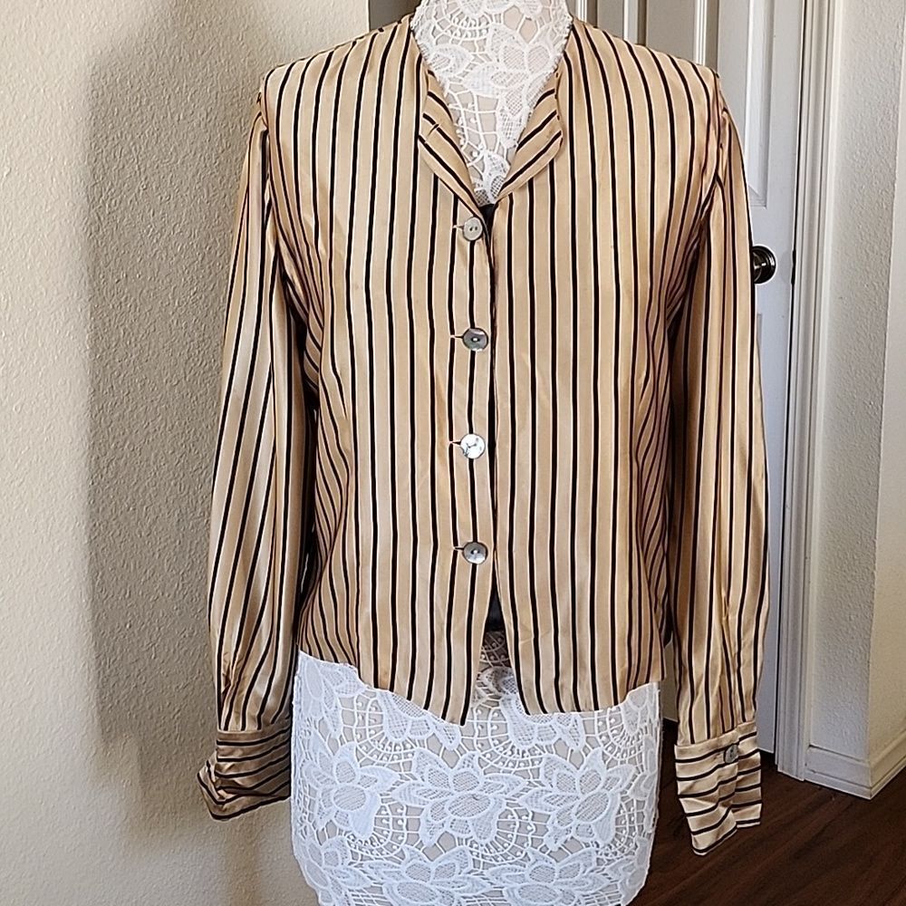 Linda‎ Hutton 100% Silk Vintage 80's Classic Chic Corpcore Bouse Size 12